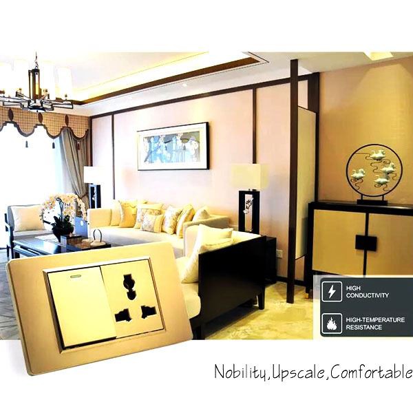 Daugiasluoksnis apšvietimo elektrinis sieninis jungiklis ir lizdas, didelis s...